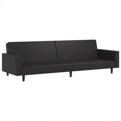 2-Seater Sofa Bed Black Faux Leather Payday Deals