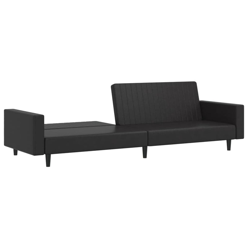 2-Seater Sofa Bed Black Faux Leather Payday Deals