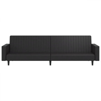 2-Seater Sofa Bed Black Faux Leather Payday Deals