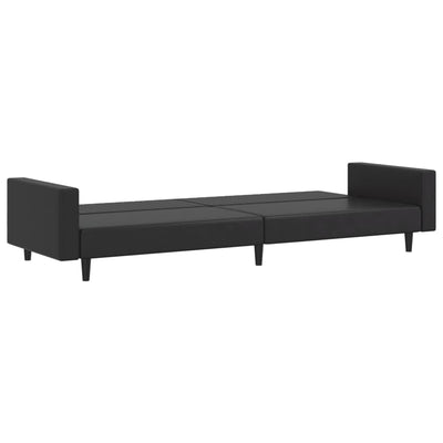 2-Seater Sofa Bed Black Faux Leather Payday Deals