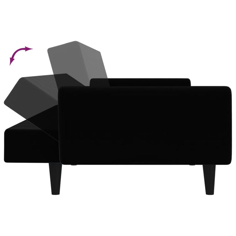 2-Seater Sofa Bed Black Velvet Payday Deals