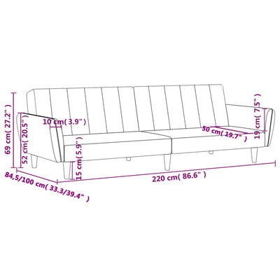 2-Seater Sofa Bed Black Velvet Payday Deals