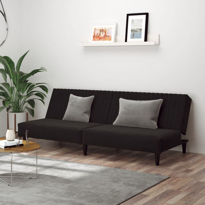 2-Seater Sofa Bed Black Velvet Payday Deals