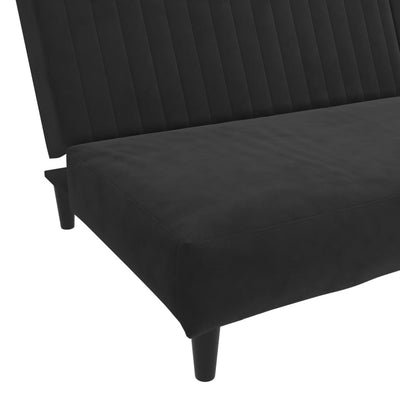 2-Seater Sofa Bed Black Velvet Payday Deals