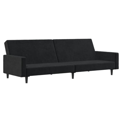 2-Seater Sofa Bed Black Velvet Payday Deals