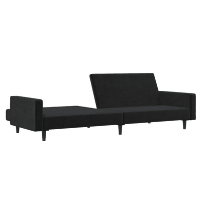 2-Seater Sofa Bed Black Velvet Payday Deals