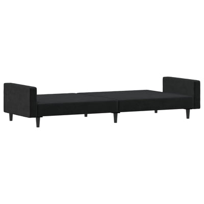 2-Seater Sofa Bed Black Velvet Payday Deals