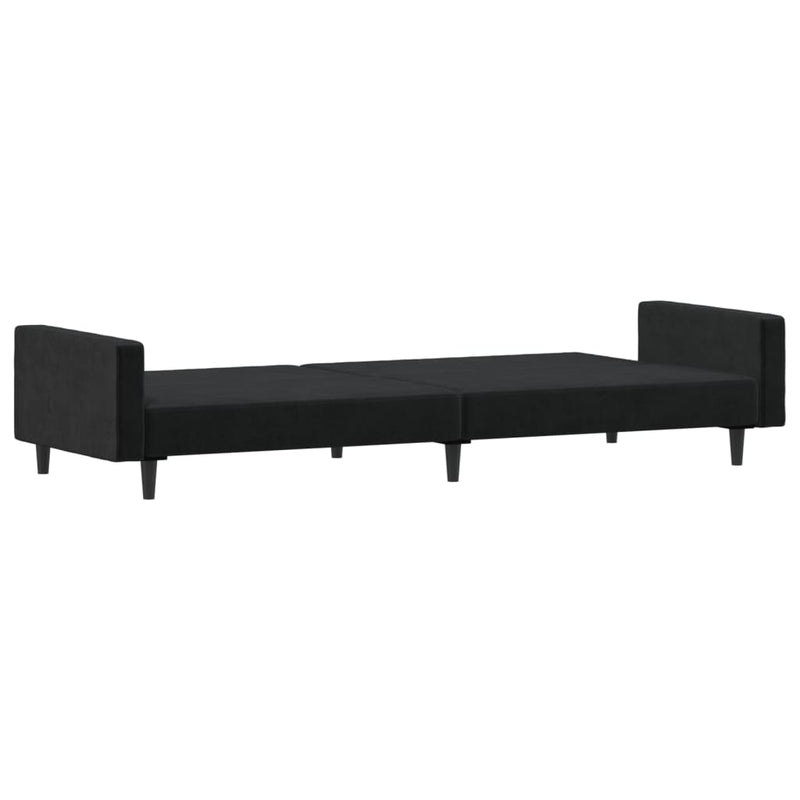 2-Seater Sofa Bed Black Velvet Payday Deals