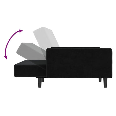 2-Seater Sofa Bed Black Velvet Payday Deals