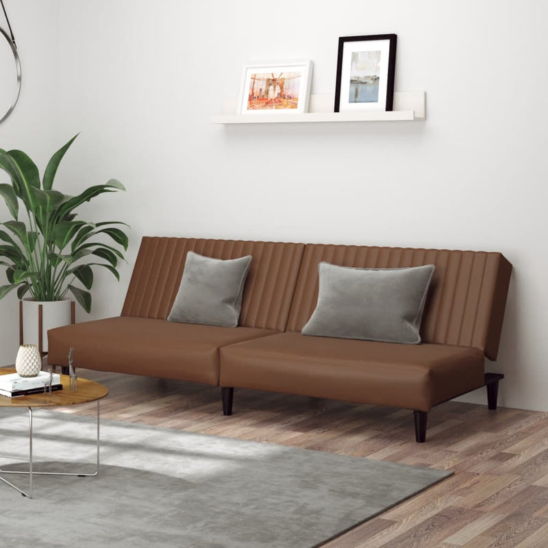 2-Seater Sofa Bed Brown Faux Leather Payday Deals