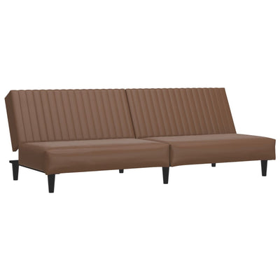 2-Seater Sofa Bed Brown Faux Leather Payday Deals