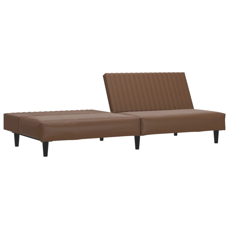 2-Seater Sofa Bed Brown Faux Leather Payday Deals