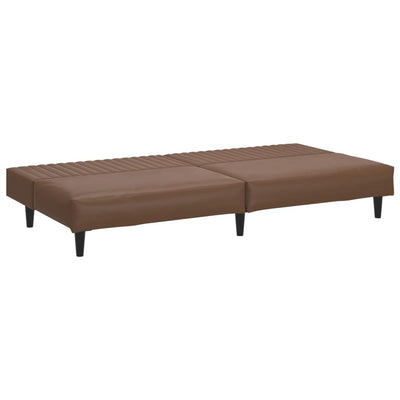 2-Seater Sofa Bed Brown Faux Leather Payday Deals