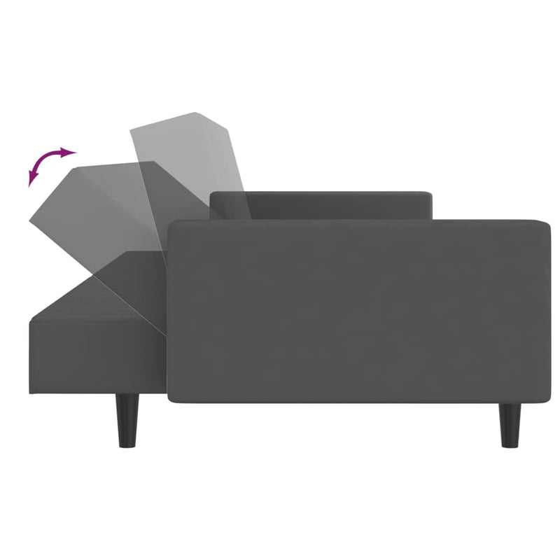 2-Seater Sofa Bed Dark Grey Velvet Payday Deals
