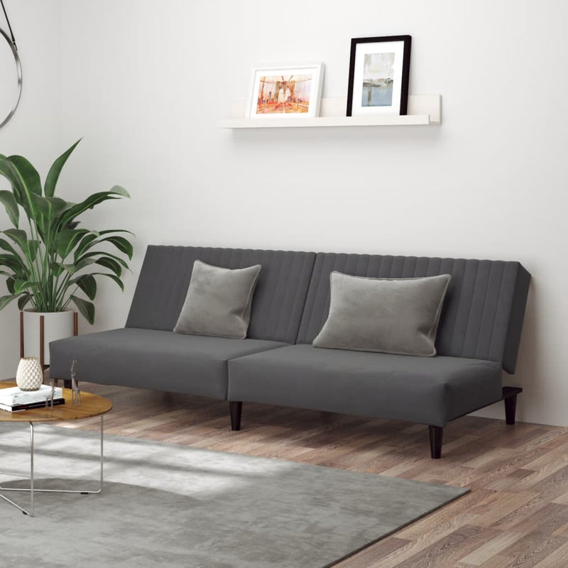 2-Seater Sofa Bed Dark Grey Velvet Payday Deals