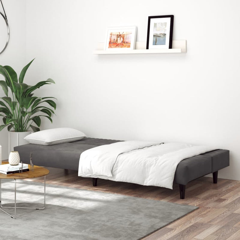 2-Seater Sofa Bed Dark Grey Velvet Payday Deals