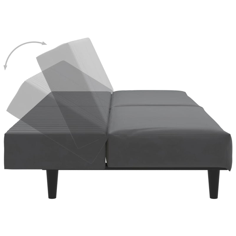 2-Seater Sofa Bed Dark Grey Velvet Payday Deals