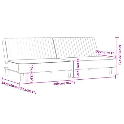 2-Seater Sofa Bed Dark Grey Velvet Payday Deals