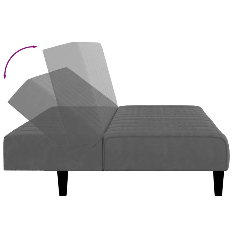 2-Seater Sofa Bed Dark Grey Velvet Payday Deals