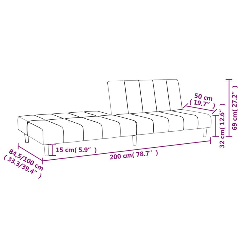 2-Seater Sofa Bed Dark Grey Velvet Payday Deals