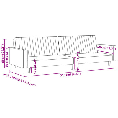 2-Seater Sofa Bed Dark Grey Velvet Payday Deals