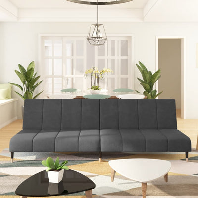 2-Seater Sofa Bed Dark Grey Velvet