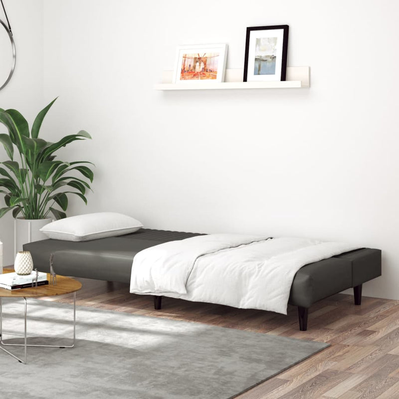 2-Seater Sofa Bed Grey Faux Leather Payday Deals