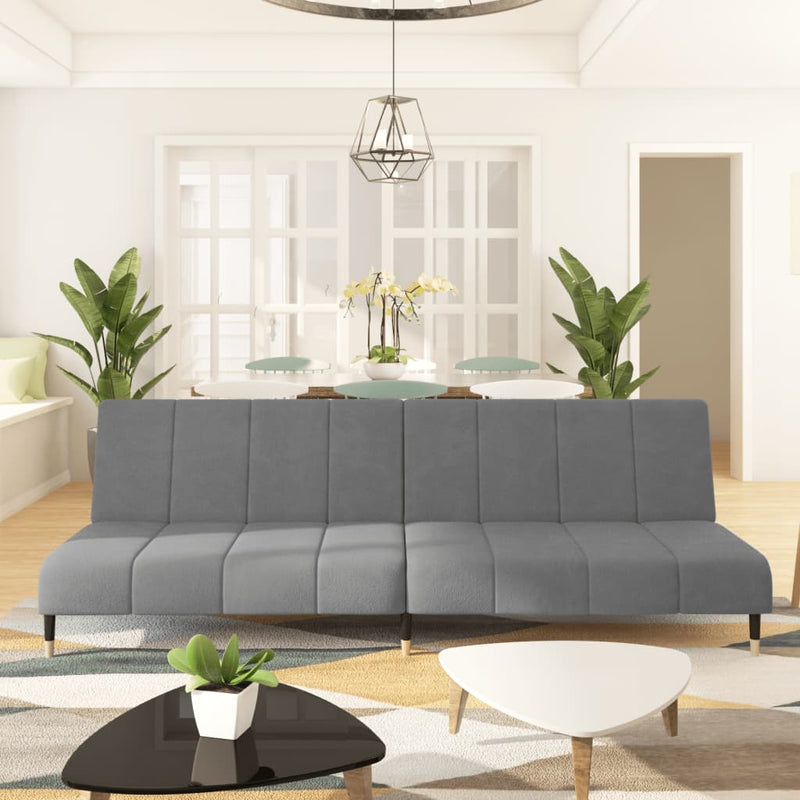 2-Seater Sofa Bed Light Grey Velvet Payday Deals