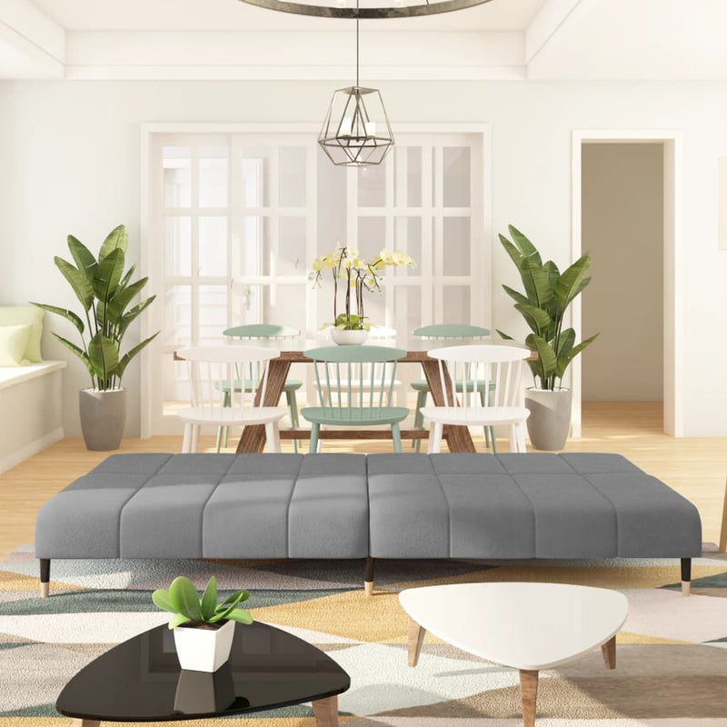 2-Seater Sofa Bed Light Grey Velvet Payday Deals