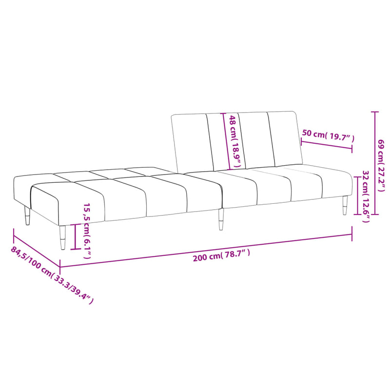2-Seater Sofa Bed Light Grey Velvet Payday Deals