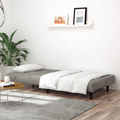 2-Seater Sofa Bed Light Grey Velvet Payday Deals