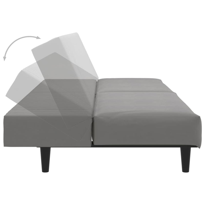 2-Seater Sofa Bed Light Grey Velvet Payday Deals