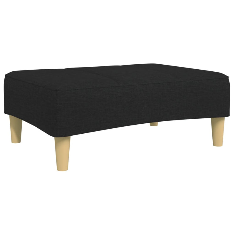 2-Seater Sofa Bed with Footstool Black Fabric Payday Deals