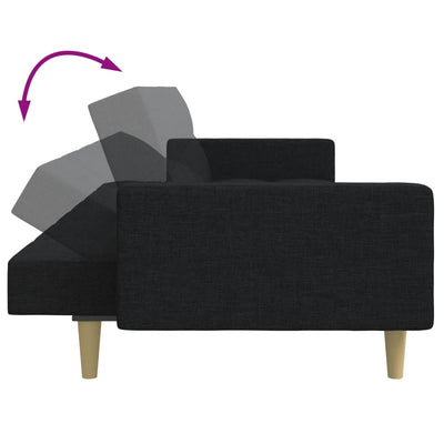 2-Seater Sofa Bed with Footstool Black Fabric Payday Deals