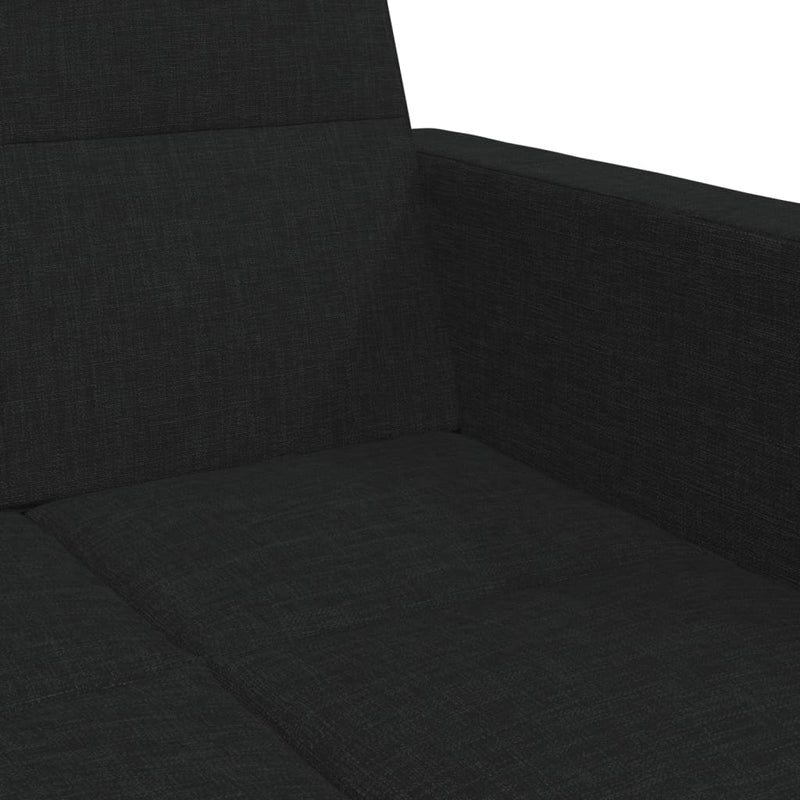 2-Seater Sofa Bed with Footstool Black Fabric Payday Deals