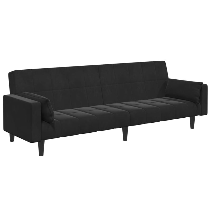 2-Seater Sofa Bed with Footstool Black Velvet Payday Deals