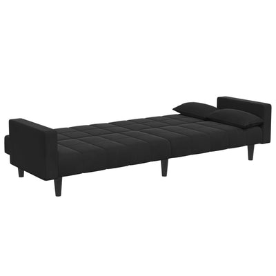 2-Seater Sofa Bed with Footstool Black Velvet Payday Deals