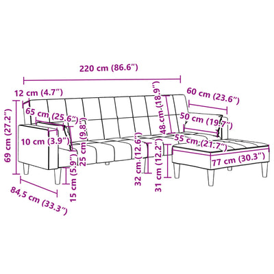 2-Seater Sofa Bed with Footstool Black Velvet Payday Deals