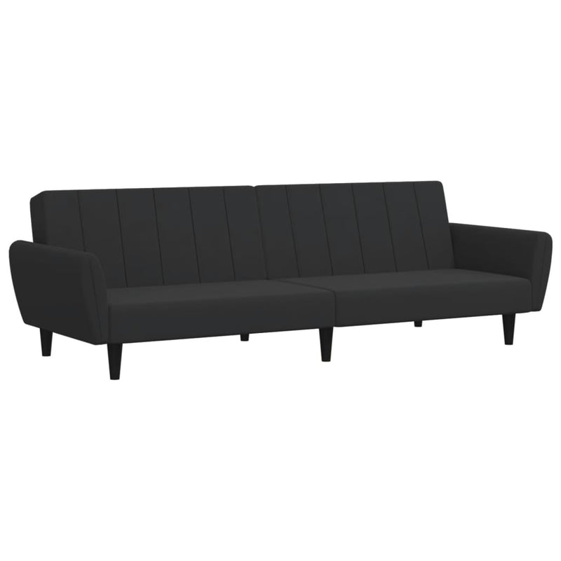 2-Seater Sofa Bed with Footstool Black Velvet Payday Deals