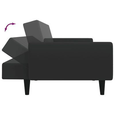 2-Seater Sofa Bed with Footstool Black Velvet Payday Deals