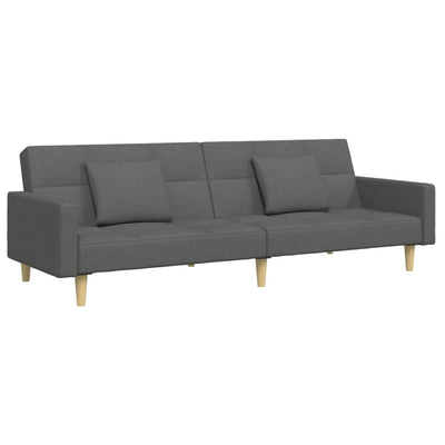 2-Seater Sofa Bed with Footstool Dark Grey Fabric Payday Deals