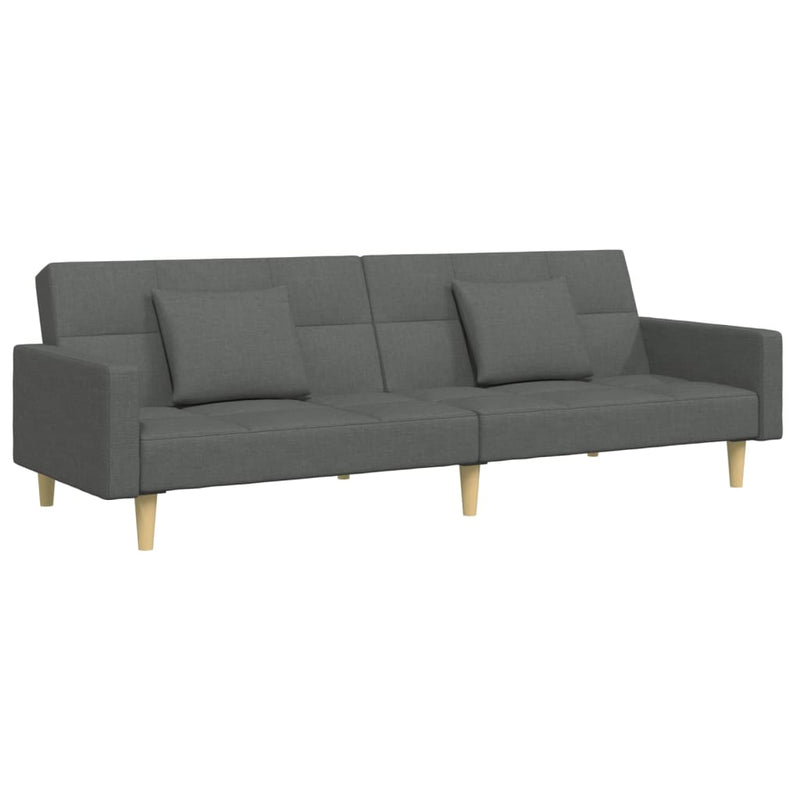 2-Seater Sofa Bed with Footstool Dark Grey Fabric Payday Deals