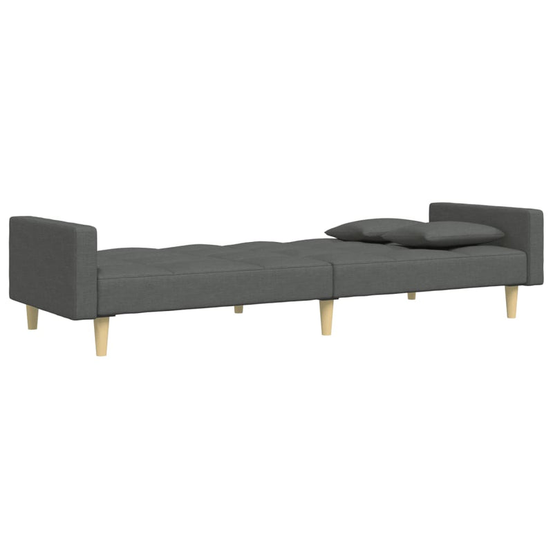 2-Seater Sofa Bed with Footstool Dark Grey Fabric Payday Deals