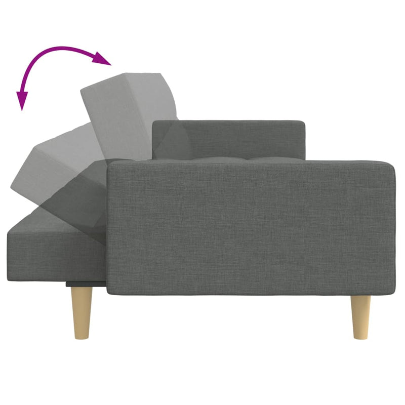 2-Seater Sofa Bed with Footstool Dark Grey Fabric Payday Deals