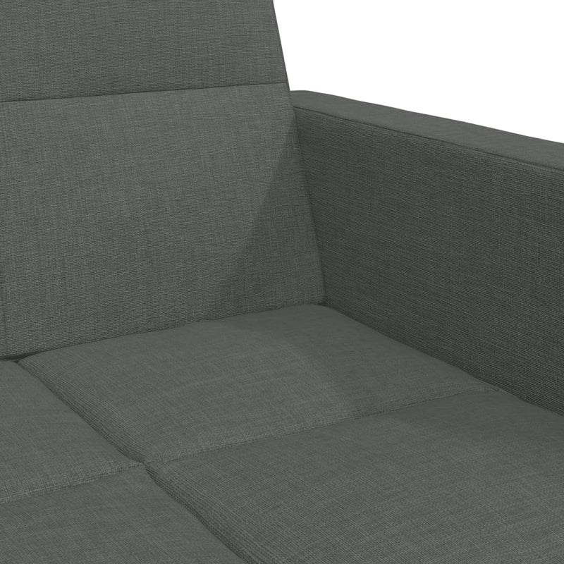 2-Seater Sofa Bed with Footstool Dark Grey Fabric Payday Deals