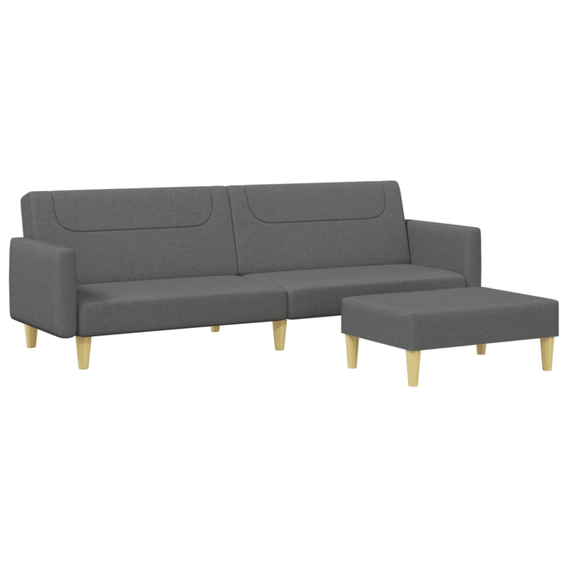 2-Seater Sofa Bed with Footstool Dark Grey Fabric Payday Deals