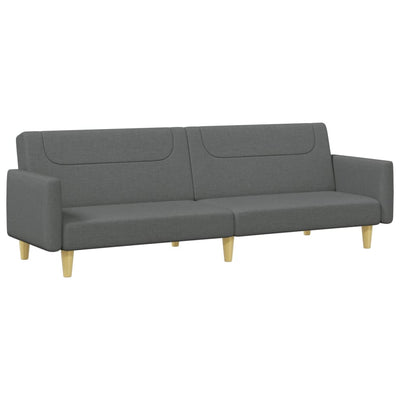 2-Seater Sofa Bed with Footstool Dark Grey Fabric Payday Deals