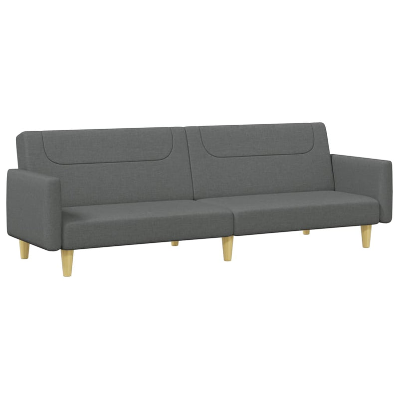 2-Seater Sofa Bed with Footstool Dark Grey Fabric Payday Deals
