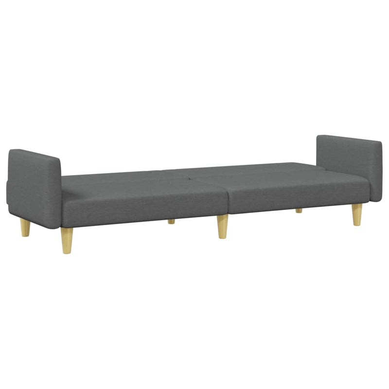 2-Seater Sofa Bed with Footstool Dark Grey Fabric Payday Deals