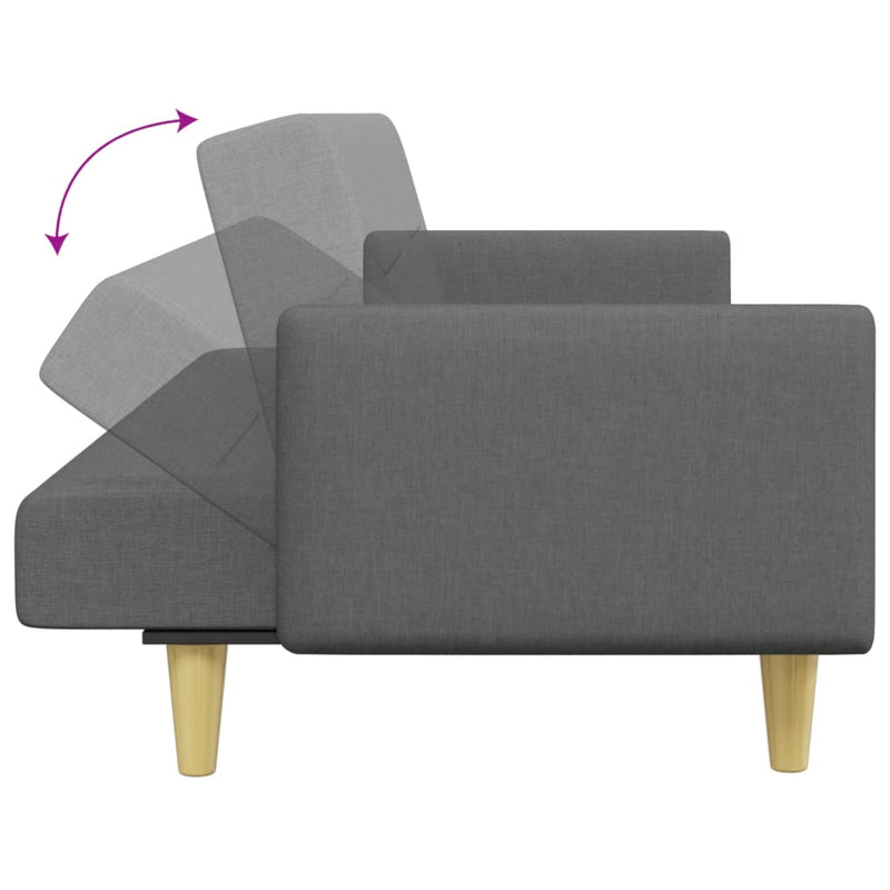 2-Seater Sofa Bed with Footstool Dark Grey Fabric Payday Deals